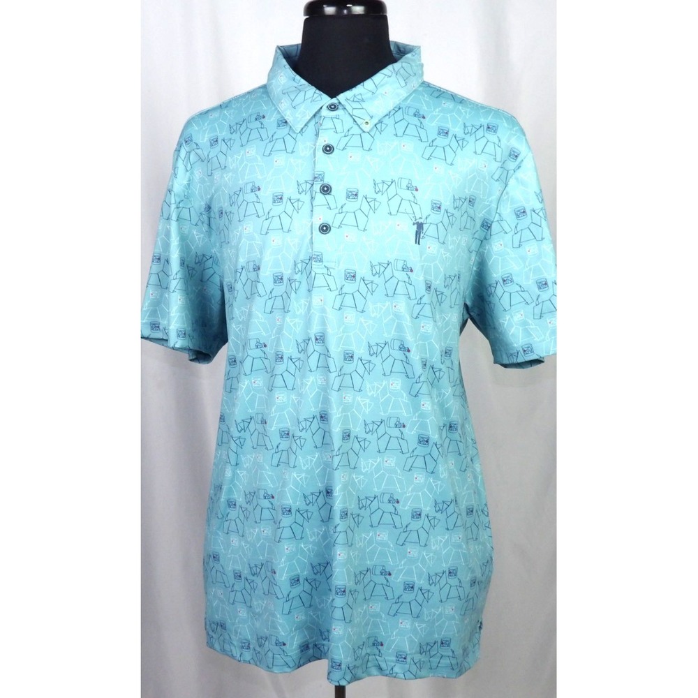 William Murray Short Sleeved Stretch Dog Print Performance Golf Shirt Men's XL - Picture 3 of 8